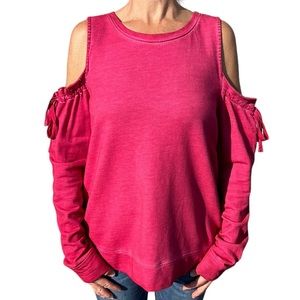 Sanctuary Anthropologie Parkside Cold Shoulder Camellia Sweater‎ Pink S